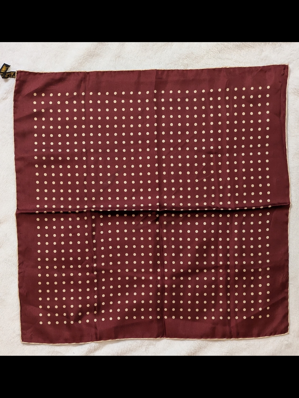 Vintage Silk Classic Polka Dot Scarf Or Pocket Square - Burgundy